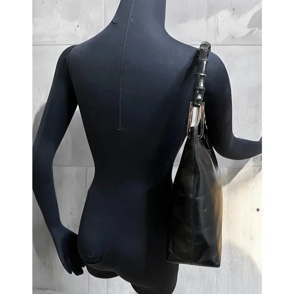 Vintage GUCCI 000 – 3007 Bamboo Top Handle Leather Shoulder Bag